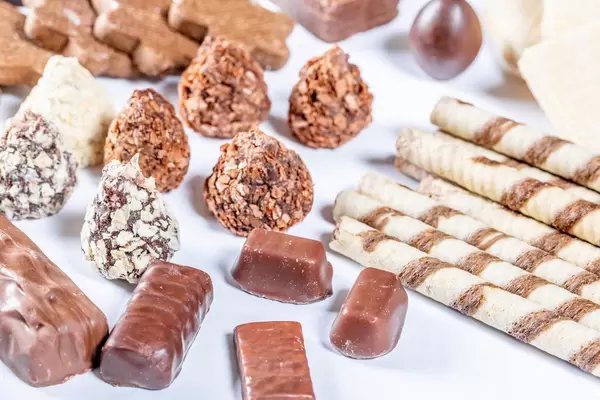 Collection of different chocolate and wafer candies