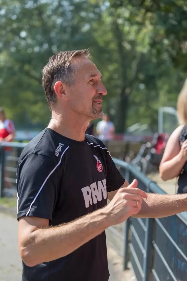 Cologne football trainer Achim Beierlorzer meets football fans after team training at Geißbockheim, Germany