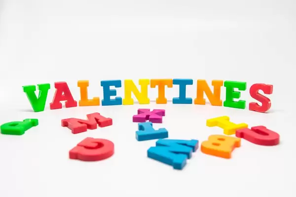 Color letters reading VALENTINES