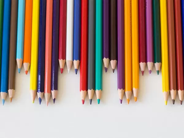 Color pencils in line