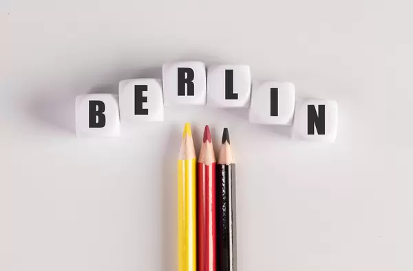 Color pencils with cubes with Berlin text