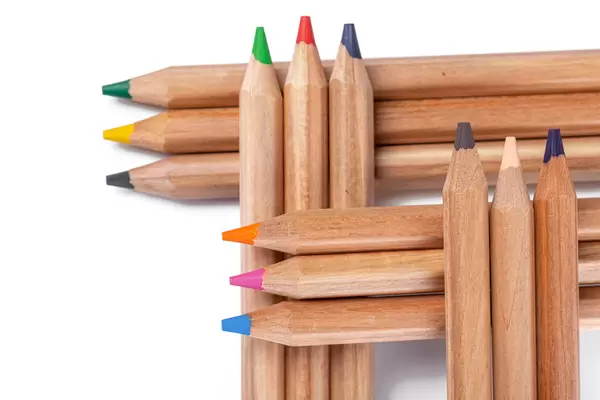 Colored pencils for drawing in various colors