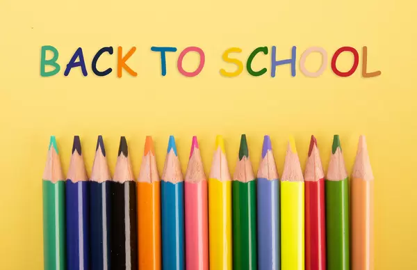 Colored pencils with Back to School text