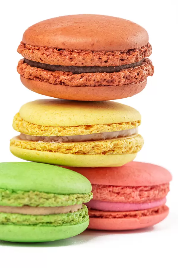 Colorful almond cookies, close up