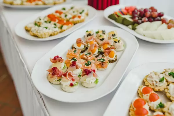 Colorful Appetizers On The White Plates