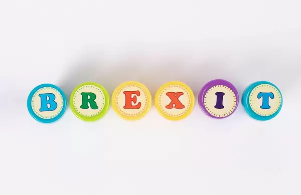 Colorful Brexit text on white background