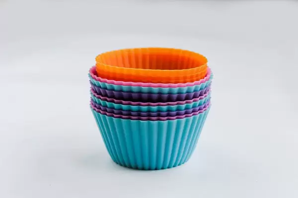 Colorful cupcake cases close up