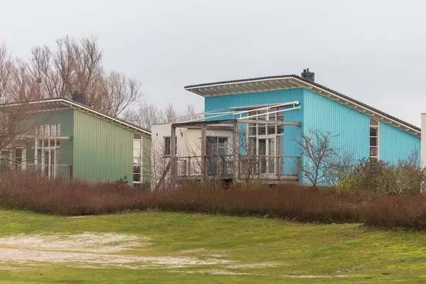 Colorful holiday homes in "De Holle Poarte" Beach Resort in Makkum, Netherlands