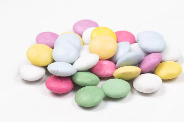 Colorful M&M candies closeup macro image