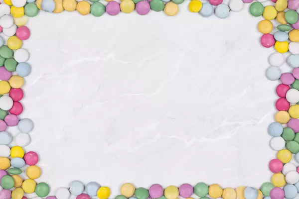 Colorful M&M candies with copy space