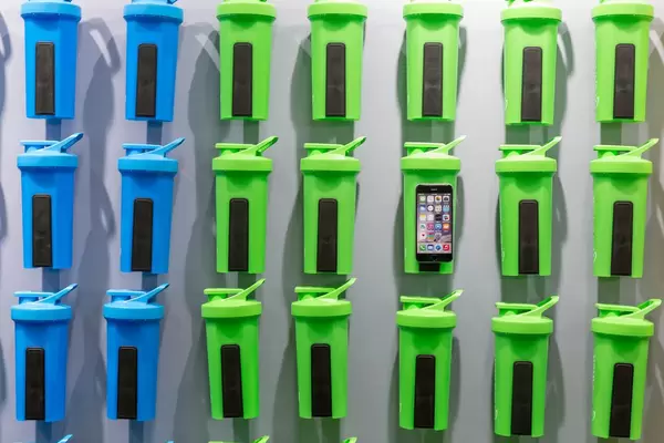 Colorful plastic water bottles by Shaker