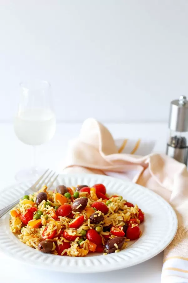 colorful vegetable rice with beans