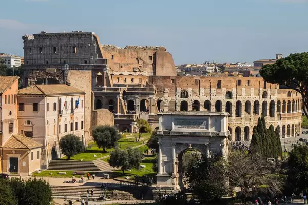 Colosseum and Arco di Tito from the Roman Forum