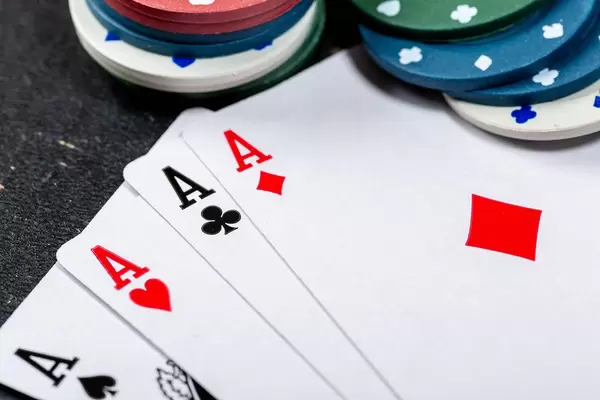 Combination of four aces close up