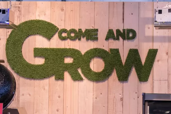 Come and Grow written with artificial grass