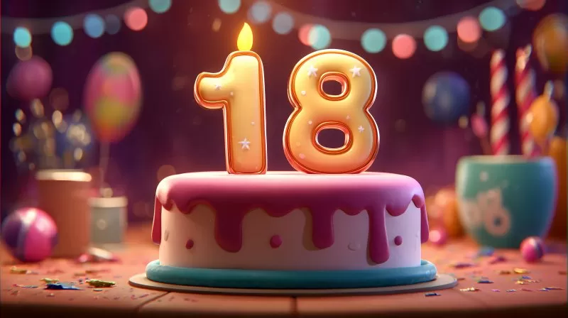 Comic Geburtstagstorte mit Kerze und Zahl 18