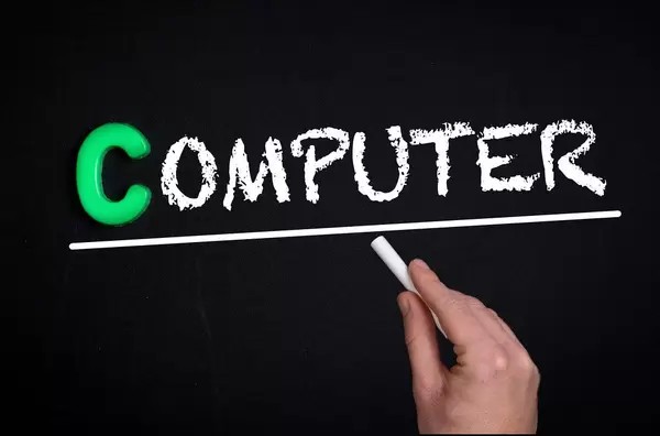 Computer text on blackboard