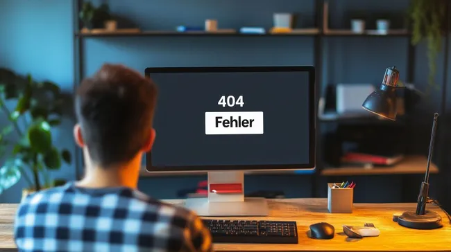 Computerbild mit 404-Fehler in modernem Arbeitsplatz