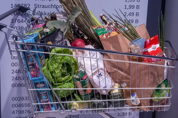 Concept of Supermarket shopping for a healthy balanced diet