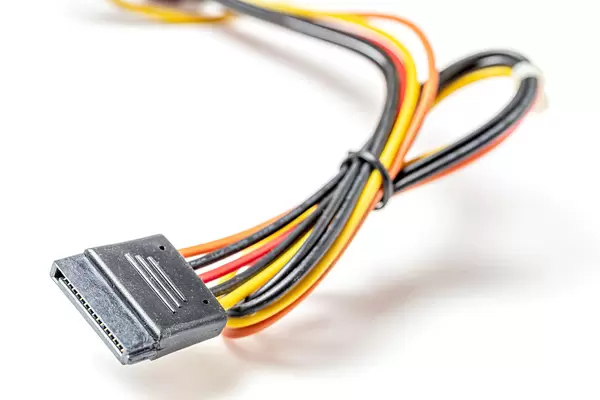 Connector computer wires multicolored on white background