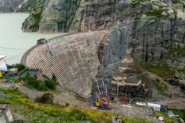Construction underway beneath the Swiss Grimsel dam