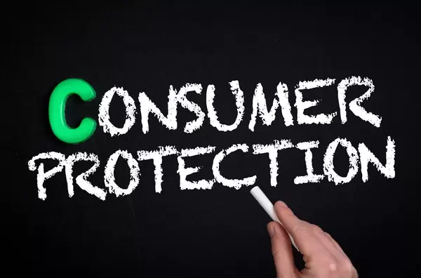 Consumer protection text on blackboard