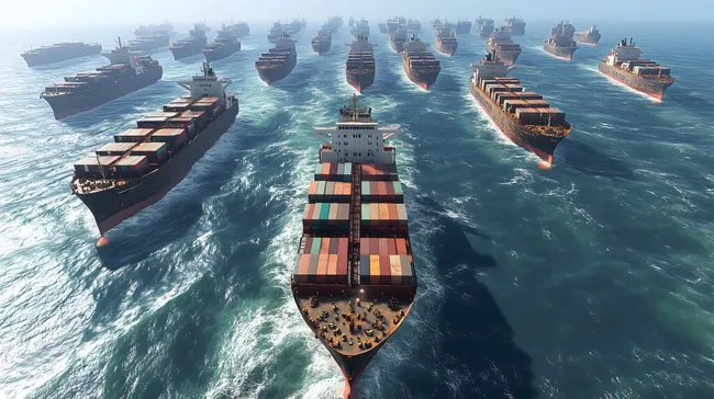 Containerschiffe auf dem offenen Meer - Globaler Handel