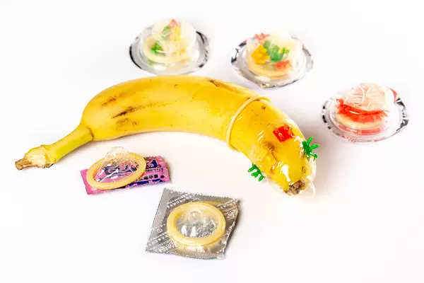 Contraceptive concept, different types of condoms