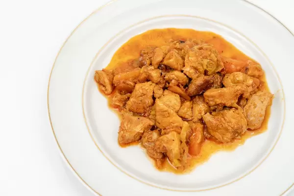 Cooked Beef Stew served on the white plate
