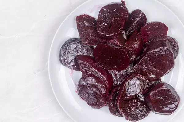 Cooked Beet sliced on the plate