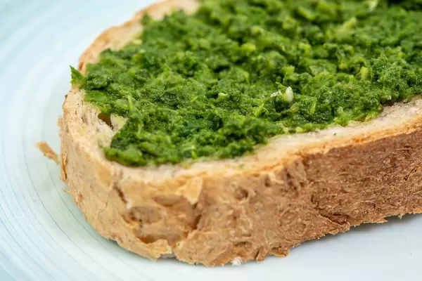 Cooked Spinach on the bread