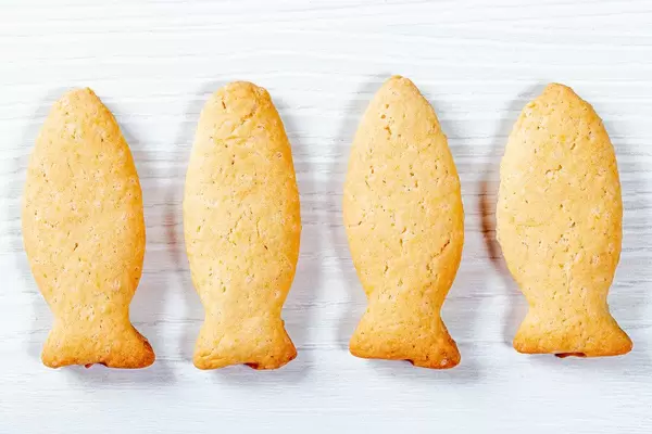 Cookies in the form of fish. Top view