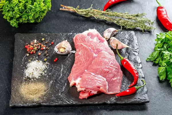 Cooking background with raw meat and spices (Flip 2019)