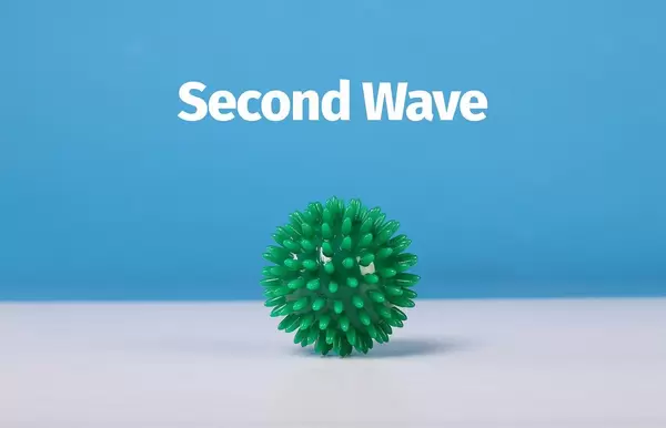 Coronavirus Bacteria concept with Second Wave text