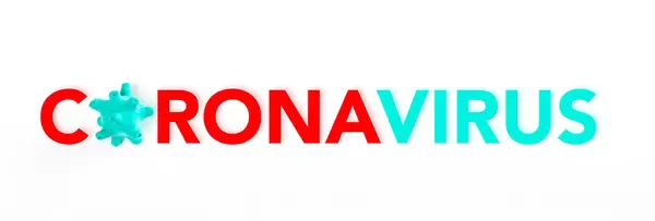 Coronavirus lettering with abstract model of virus covid 19