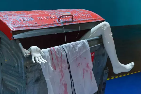 Corpse in a garbage container