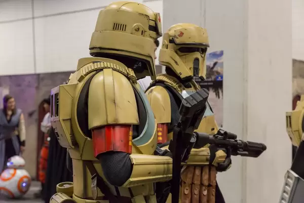 Cosplayers dressed as Star Wars troopers