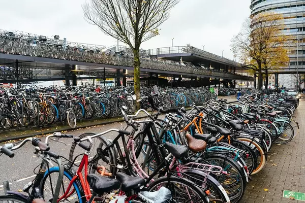 Countless bicycles parked at the Amsterdam's train station
