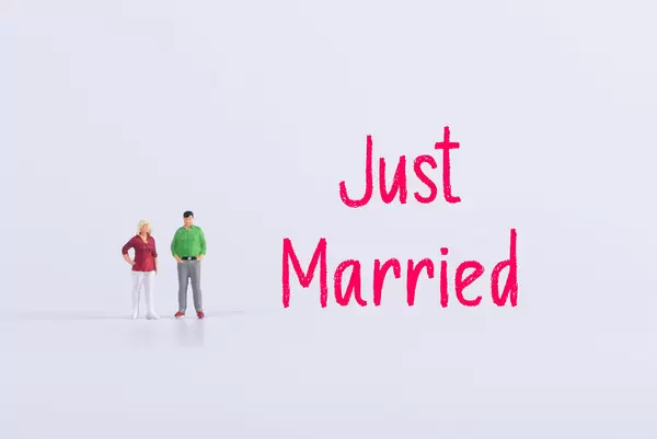 Couple with Just Married text