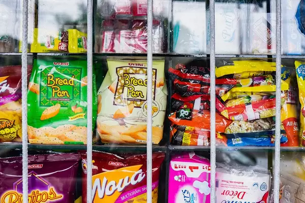 Crackers and small snacks sold at a local convenient store