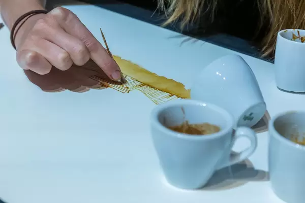 Crazy coffee art:  painting of Berlin sight "Brandenburger Tor" made with coffee