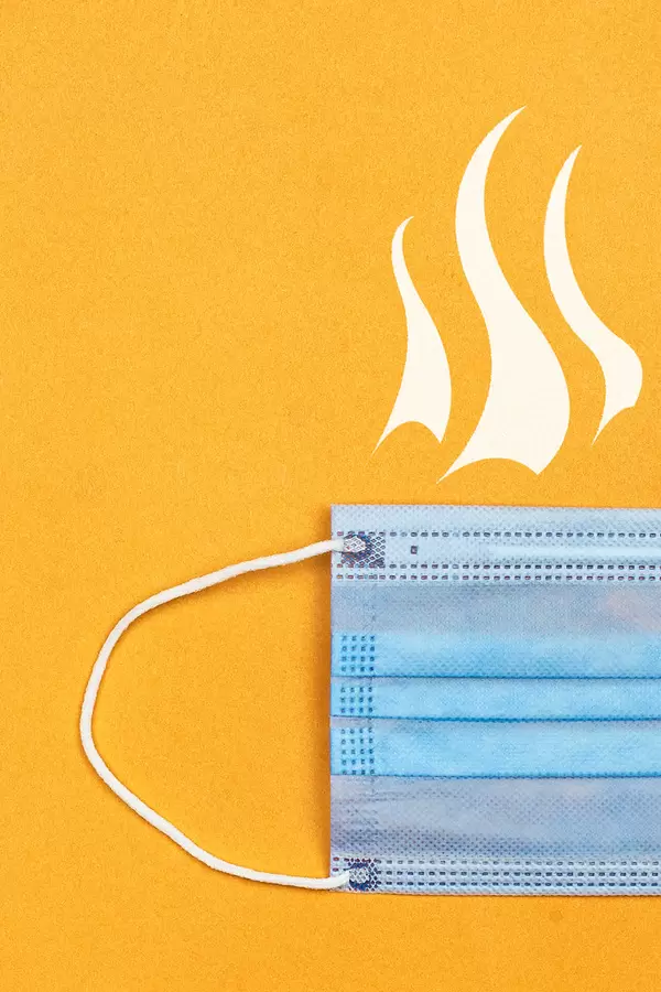 Creative coffee cup made with face mask