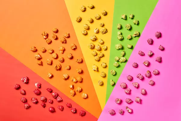 Creatively styled colorful popcorns