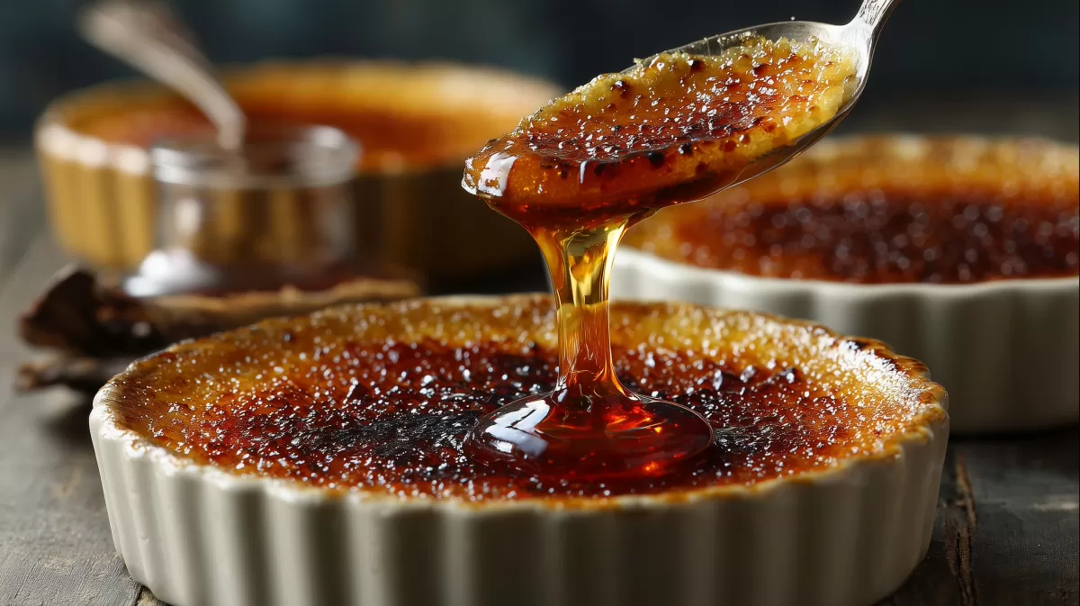 Crème brûlée mit karamellisierter Zuckerkruste