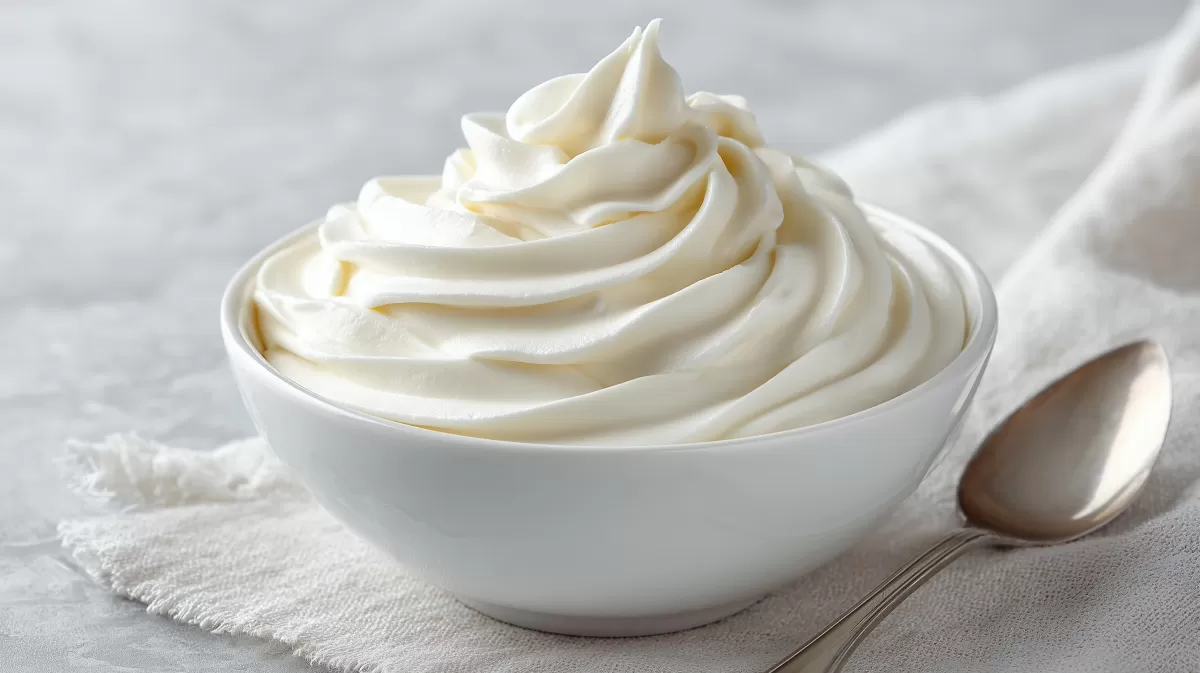 Cremig-schaumiges Dessert in Weißer Schüssel