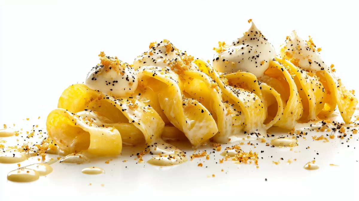 Cremige Bandnudeln mit Käsesauce und schwarzem Pfeffer