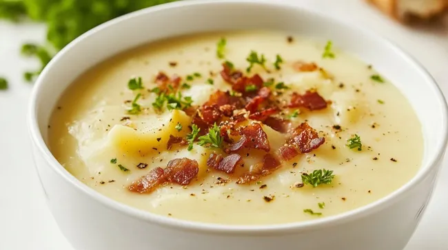 Cremige Kartoffelsuppe mit knusprigem Speck