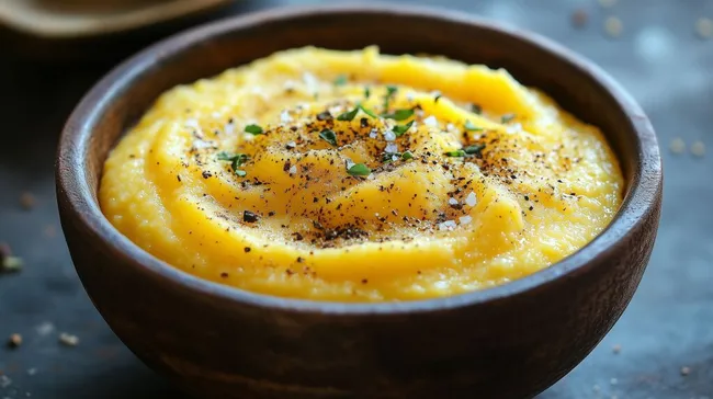 Cremige Polenta mit Gewürzen und Kräutern