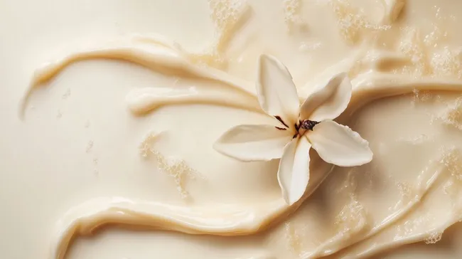 Cremige Vanilleblüte auf weißem Hintergrund