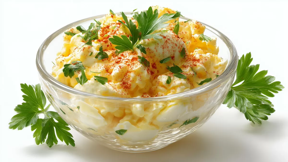 Cremiger Eiersalat mit Paprika und Petersilie